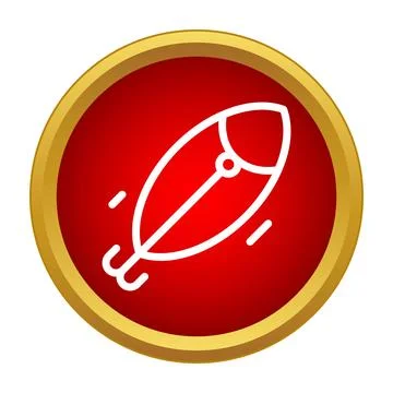 Fishing lure bait hook concept in red circle Stock Illustration