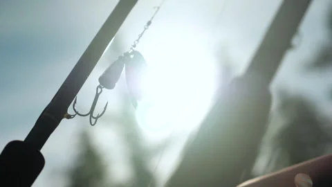 Fishing lure develops in the wind 001 Video stock 164368666