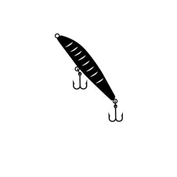 Fishing Lure, Hook Bait Solid Flat Vector Icon Isolated on White Background Stock Illustration