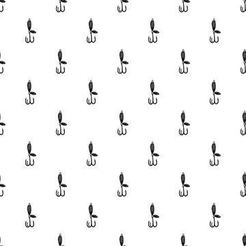 Fishing lure hook pattern repeating hobby tackle background Illustrazione stock