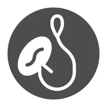 Fishing lure solid icon. Bait on hook illustration isolated on white. Fishhook Illustrazione stock