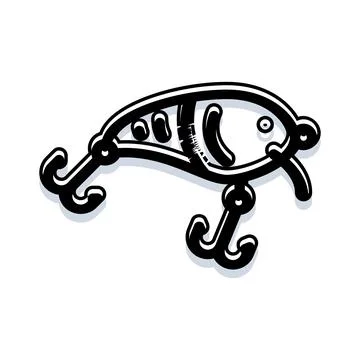 Fishing lure tackle with hooks for angling sport Stock Illustration