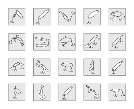 Fishing lure vector icons Stockillustratie