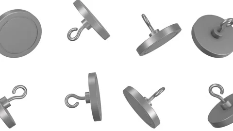 Fishing Magnet Falling on a White Background. Lifting Magnet 3D Animation. 4K Stock Footage 312197530