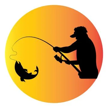 Fishing man icon Stock Illustration
