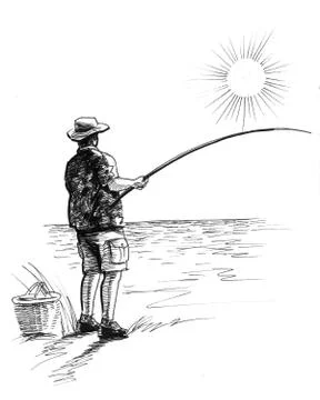 Fishing man Stock Illustration
