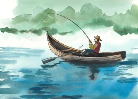 Fishing man Stock Illustration