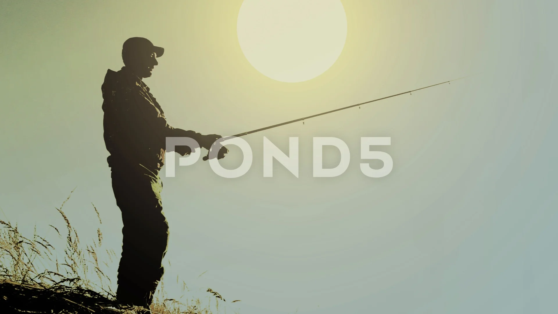 fishing man silhouette, Stock Video