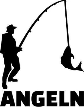 Fishing manw with german title Stock Illustration