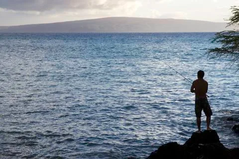 Fishing in Maui. Stock Photos
