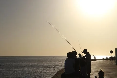 Fishing in Montevideo Stock Photos