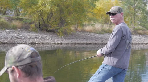 Fishing in morning fall Video stock 50804004