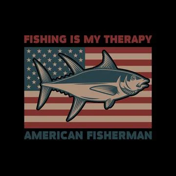 Fishing is my therapy american flag with bass Vector Image