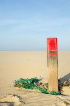 Fishing net at the beach Stock Photos