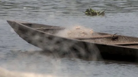 Fishing net close up, pirogue Stock Footage 80459464