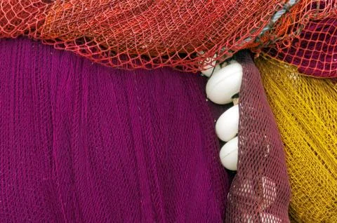 Fishing net with corks Stock Photos