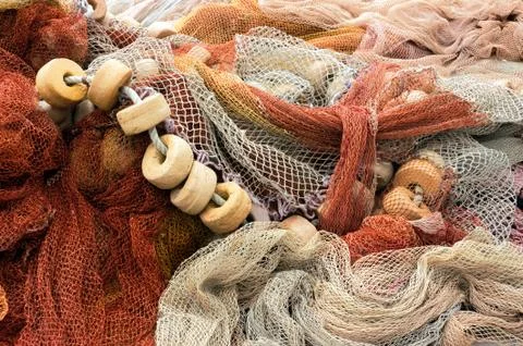 Fishing net with corks Stock Photos