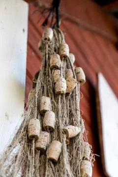 Fishing Net With Corks Stock Photos