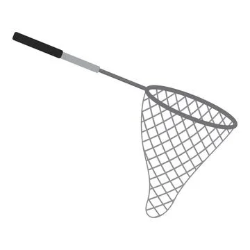 Fishing net with long handle for catching aquatic life Stock Illustration