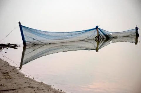 Fishing net pattern and reflection abstract photo Stock Photos