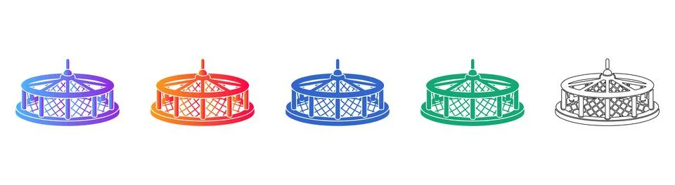 Fishing Net with Pole Icons in Multiple Styles Stock Illustration