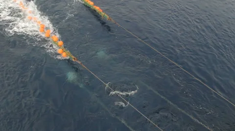 The fishing net rises from the sea. Stock Footage 62017695