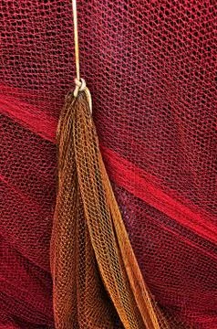 Fishing net with a rope Foto stock