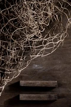 Fishing net on rustic old wood, fishing concept, art craft themes Stock Photos