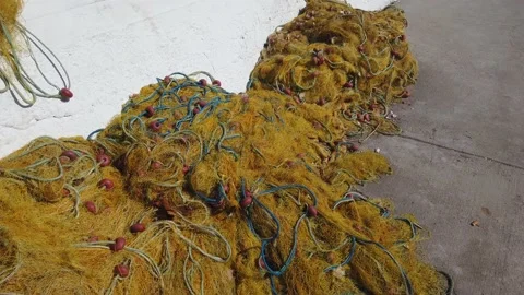 Fishing nets are dried on the pier. Vidéo 157823161