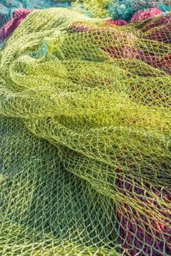 The fishing nets are drying at the harbor Foto stock