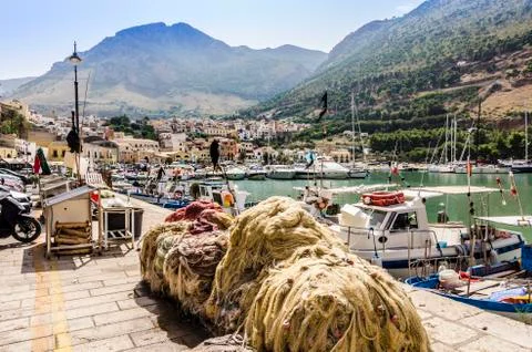 Fishing nets are ready for the next exit Stock Photos
