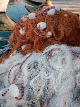 Fishing nets on dock Фото