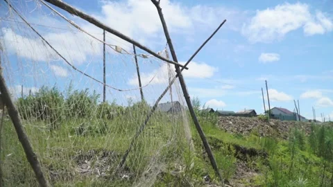 Fishing nets dried on the shore Stock Footage 140381516