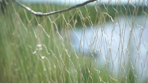 Fishing nets dried on the shore Video stock 140381613