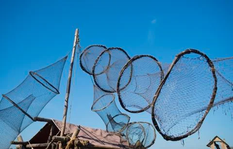 Fishing nets for eel Stock Photos