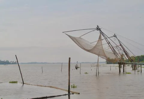 Fishing nets in the lake Stock Photos