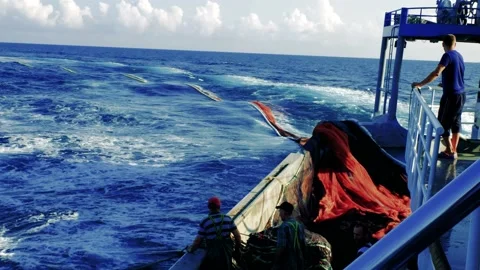 Fishing Nets Left in the Ocean Stock Footage 152993357