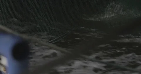 Fishing nets in the ocean at night Stock Footage 76678551