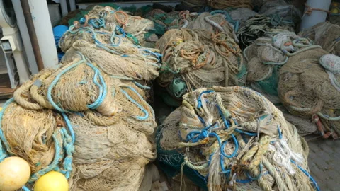 Fishing nets in port Video stock 107562820