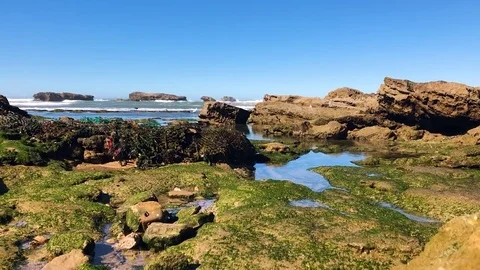 Fishing Nets on rocky shore Stock-Footage 84305172