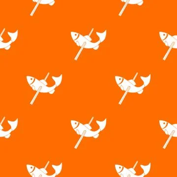 Fishing pattern vector orange Stock Illustration