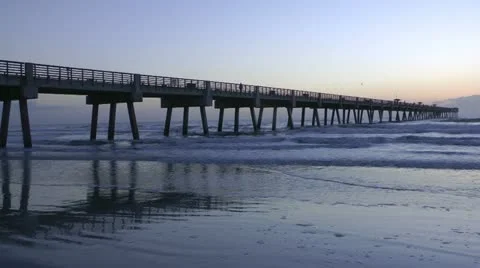 Fishing Pier at Beach Stock-Footage 10909071