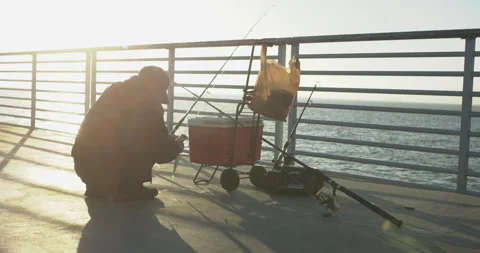Fishing on Pier Stock Footage 262106646