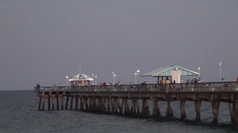 Fishing pier at night Stock Footage 12371841