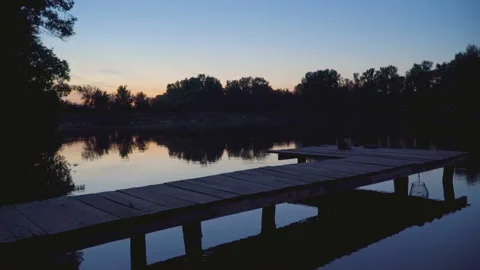 Fishing pier at night Stock Footage 91871970