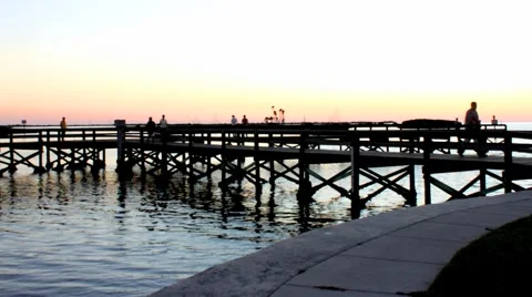 Fishing pier at sunset Stock Footage 880673