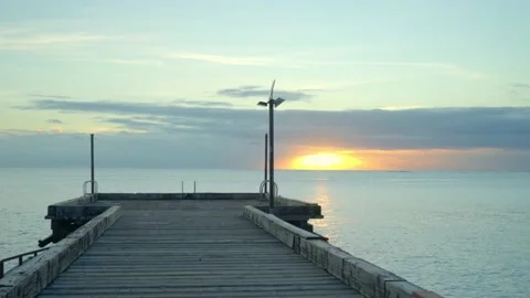 Fishing Pier at sunset Video stock 168476047