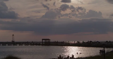 Fishing Pier At Sunset Stock Footage 245378384