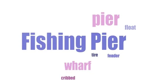 Fishing Pier Tag Cloud Animated On White Background Video stock 107245918