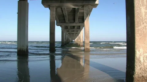 Fishing pier under zoom M HD Stock Footage